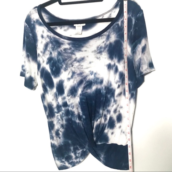 Vintage Tops - TIE DYE SHORT SLEEVED SHIRT indigo blue retro hippie cotton Tee twist front